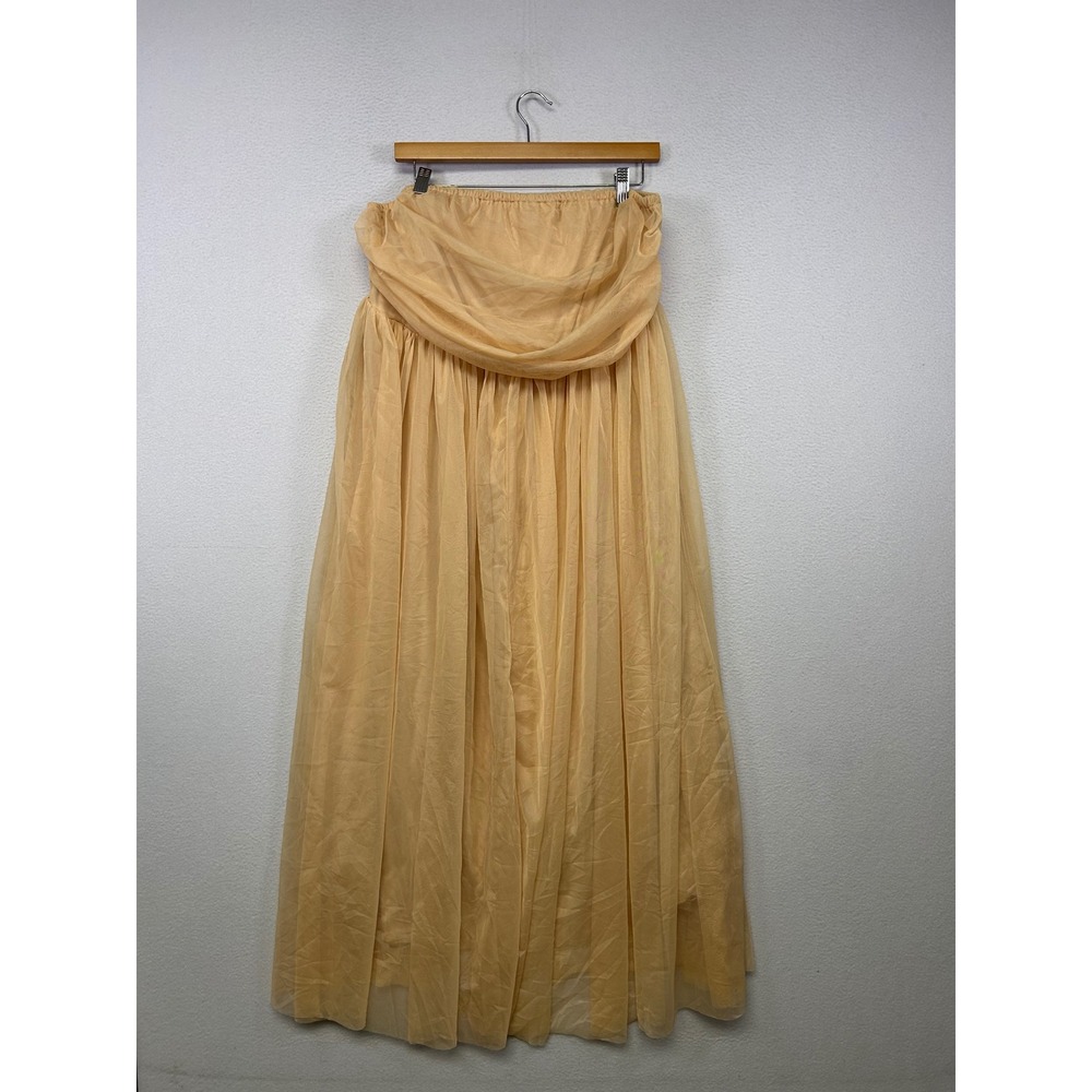 Fairycore Ethereal SHEIN Curve Women 2XL Peach Tulle Smocked Maxi Skirt
